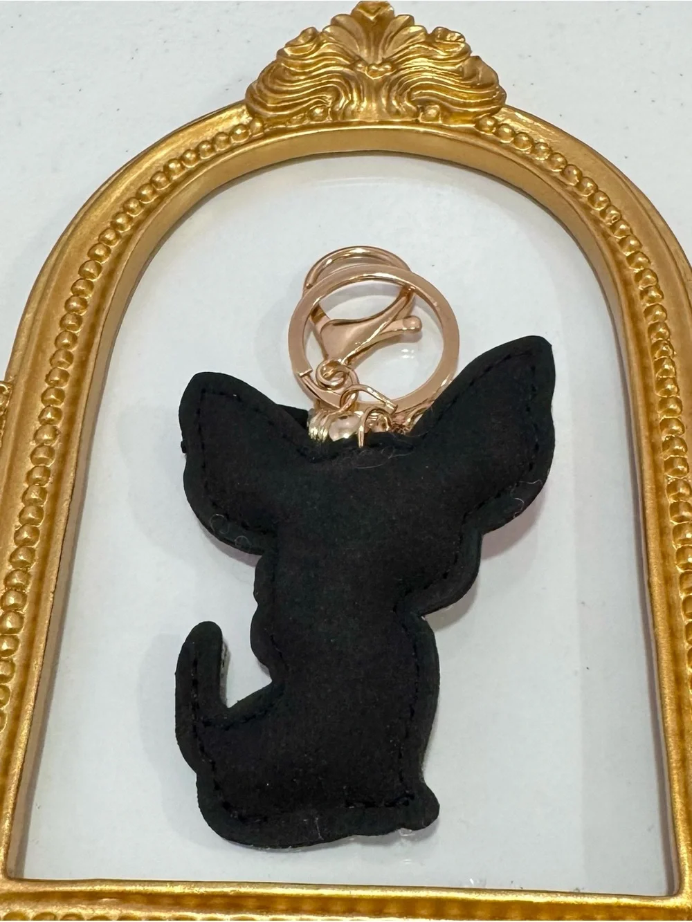 New Black & Pink Crystal Chihuahua Keychain
